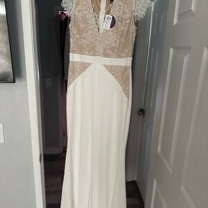 Elegant Lace White and Cream Dress